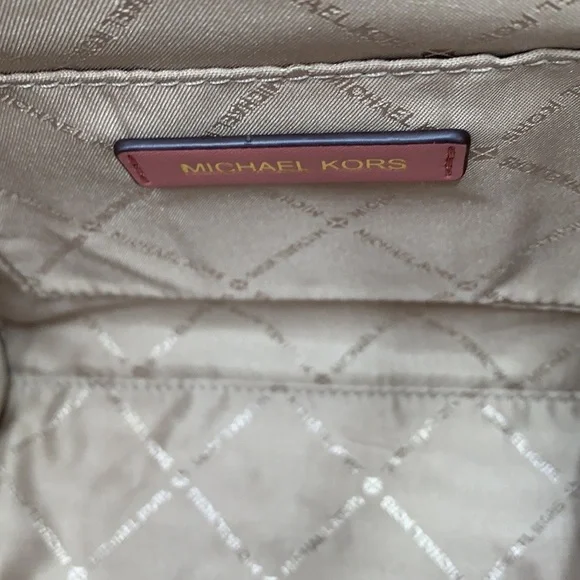 MICHAEL KORS AVRIL SMALL LEATHER TOP ZIP SATCHEL ROSE COLOR - Picture 12 of 16